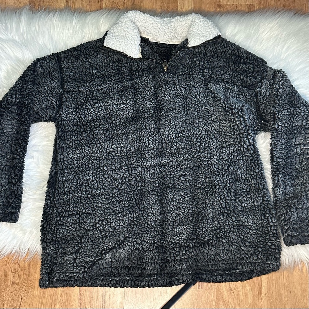 Peach Love Frosty Sherpa Quarter Zip Sweater Pullover